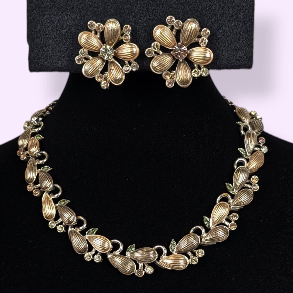 V. BSK Mid-Century Harvest Theme AB Crystal Demi Parure